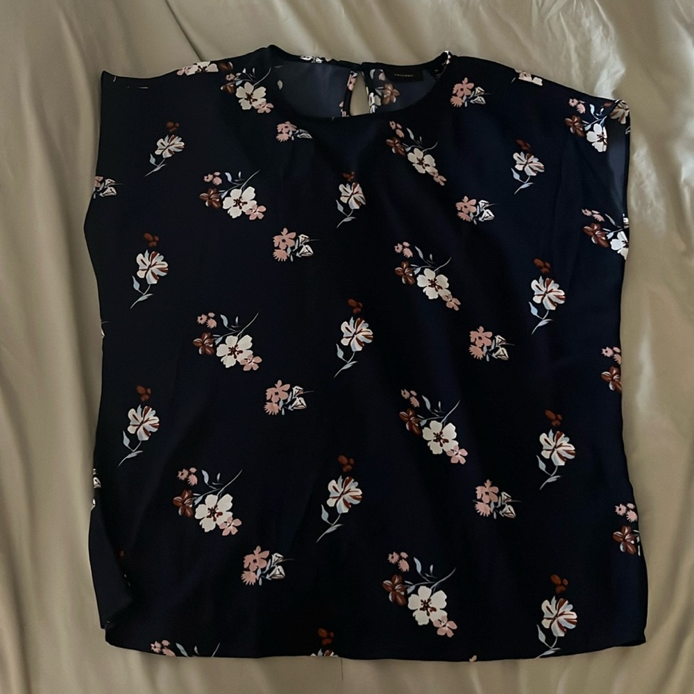 Floral blouse, navy blue